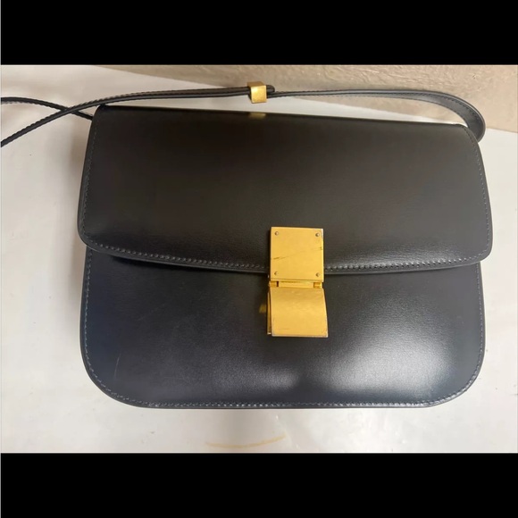 CELINE Shoulder Bag Crossbody Convertible Black Leather - Picture 2 of 16